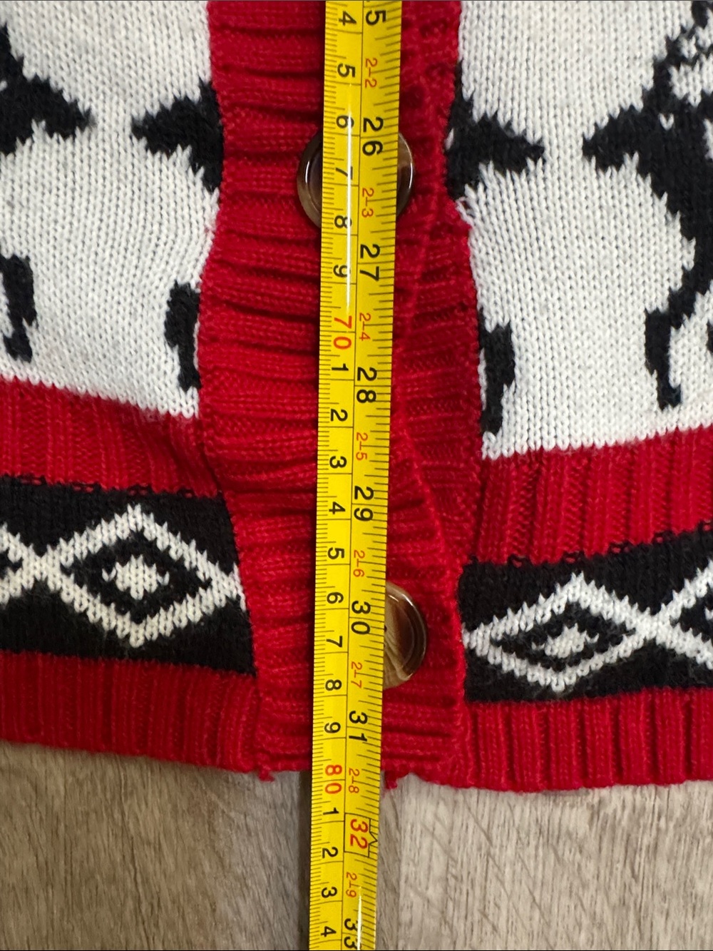 Christmas Cardigan! XXL. Red, White & Black Reindeer Knit Cardigan Sweater - Picture 5 of 13